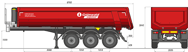 Полуприцеп самосвал Grunwald Gr-TSt 22 куба, HARDOX, BPW 3x9, КАМА